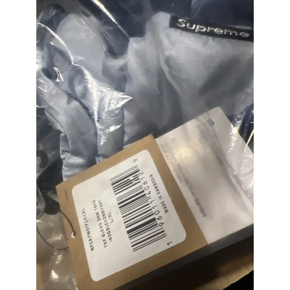 Supreme The North Face Bleached Denim Print Nuptse Trooper L / XL New Sealed NWT - Picture 3 of 3